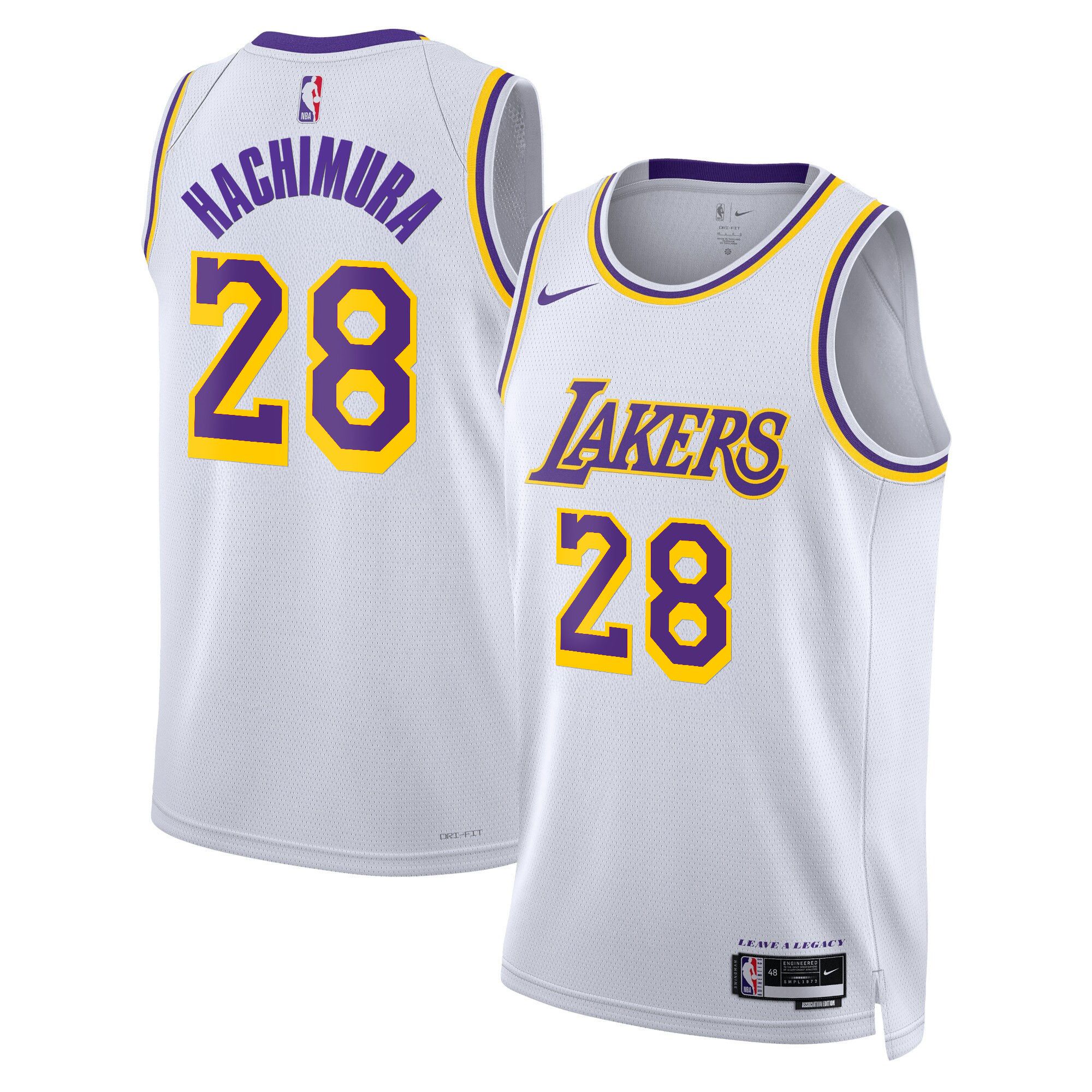 Men Los Angeles Lakers #28 Hachimura White 2025 Nike Swingman NBA Jersey->->NBA Jersey
